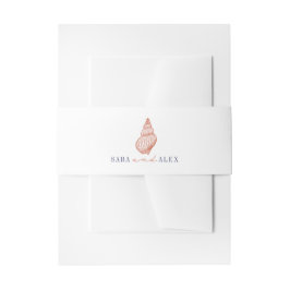 Rustikale Seashell Red & Blue Wedding Einladungsbanderole