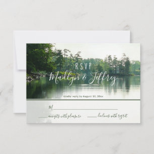 Rustikale Seevergreens Reflexion Hochzeit rsvp Karte