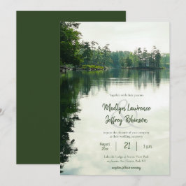 Rustikale Seevergreens spiegeln Hochzeit wider Einladung