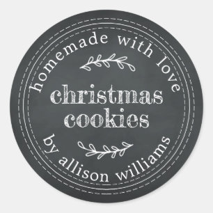Rustikale selbstgemachte Weihnachtsplätzchen-Tafel Runder Aufkleber