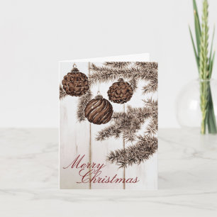 Rustikale Sepia-Minimalist-Weihnachten Karte