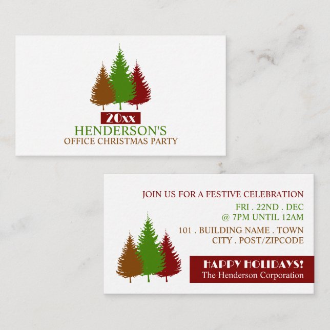 Rustikale Silhouetten, Weihnachts-Party Begleitkarte (Vorne/Hinten)