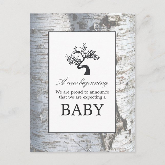 Rustikale Silver Birch Tree Baby Ankündigung (Vorderseite)