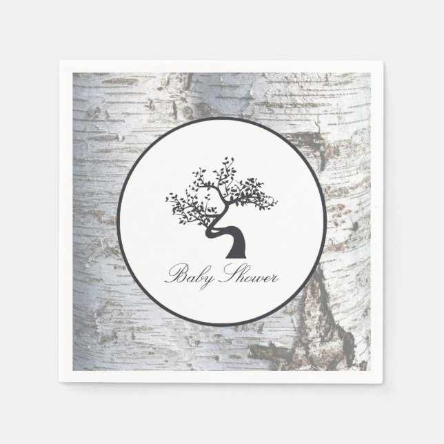 Rustikale Silver Birch Tree Babydusche Serviette (Vorderseite)