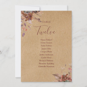 Rustikale Sitzplanung Tischnummer