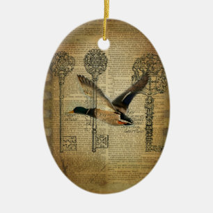 rustikale Skelettschlüssel Western Landmallardente Keramik Ornament