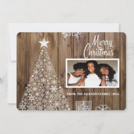 Rustikale Skripte Frohe Weihnachts-Foto Feiertagskarte