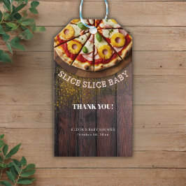 Rustikale Slice Slice Pizza Babydusche Geschenkanhänger