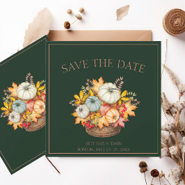 Rustikale Smaragdgrüne Herbstkürbis Hochzeit Save The Date