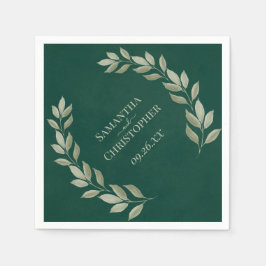 Rustikale Smarald & Sage Blätter Diagonal Wedding Serviette