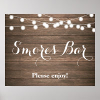Rustikale Smores-Bar mit String-Lichtern
