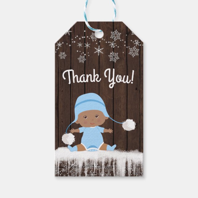 Rustikale Snowflake Boy Baby Shower Gefallen Gesch Geschenkanhänger (Vorderseite)