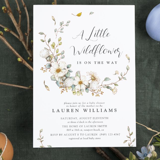 Rustikale Sommer Kleine Wildblume Girl Babydusche Einladung (Join us in celebrating a Little Wildflower on her way!)