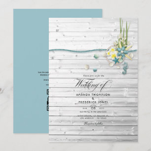Rustikale Sommer-Strand-Hochzeit QR-Code-RSVP Einladung