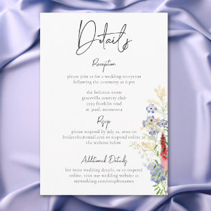 Rustikale Sommer-Wildblumen & Sonnenblumen Details Begleitkarte