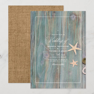 Rustikale Sommerstrand Schöne Hochzeit Einladung