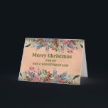 Rustikale Son & Daughter im Gesetz frohe Weihnacht Karte<br><div class="desc">Frohe Weihnachten für Sohn und Tochter in der Rechtskarte mit grünem Aquarell und Pinecones und nachdenklichen Vers.</div>