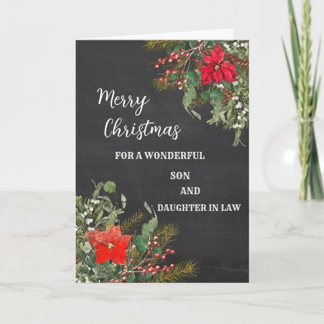 Rustikale Son & Daughter im Gesetz frohe Weihnacht Karte (Vorderseite)
