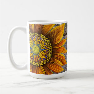 Rustikale Sonnenblume an der Barbe Kaffeetasse