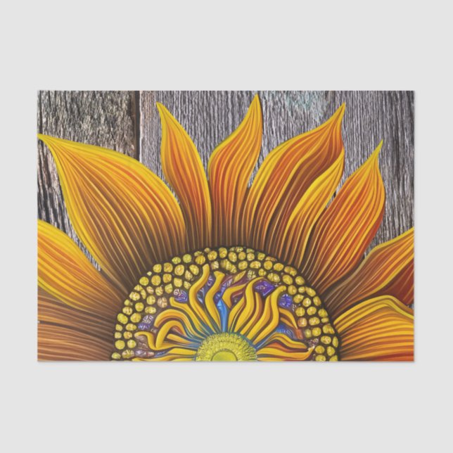 Rustikale Sonnenblume an der Barbe Seidenpapier (Vorderseite)