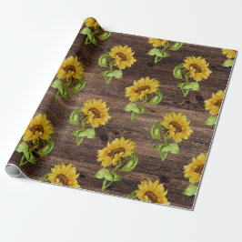 Rustikale Sonnenblume auf Holz Geschenkpapier