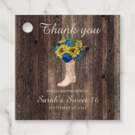 Rustikale Sonnenblume Blauer Rose Stiefel Sweet 16 Geschenkanhänger