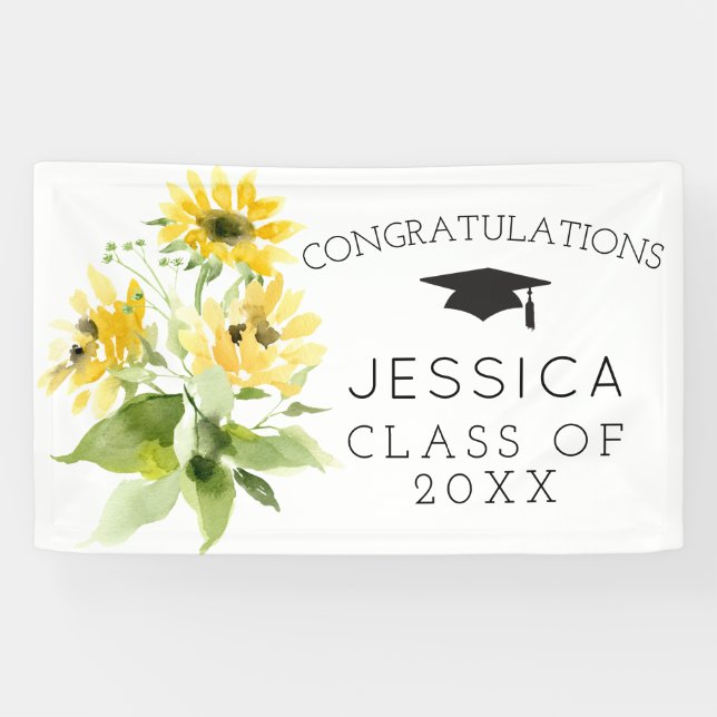 Rustikale Sonnenblume Bouquet Abschluss Banners Banner (Horizontal)