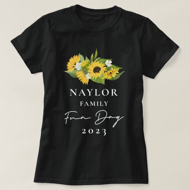 Rustikale Sonnenblume Bouquet Family Wiedersehen B T-Shirt (Design vorne)