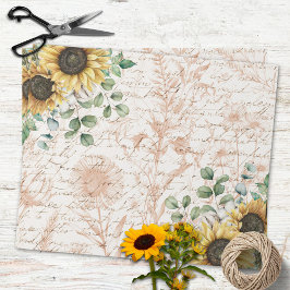 Rustikale Sonnenblume Bouquet Vintager Letter Deco Geschenkpapier