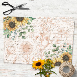 Rustikale Sonnenblume Bouquet Vintager Letter Deco Geschenkpapier Set