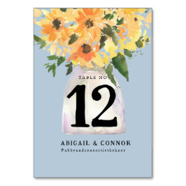 Rustikale Sonnenblume Bouquet Wasserfarbe Tischnummer