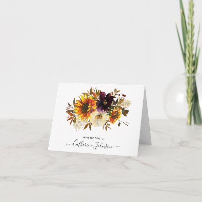 Rustikale Sonnenblume Burgund Rose Floral Wasserfa (Vorderseite)