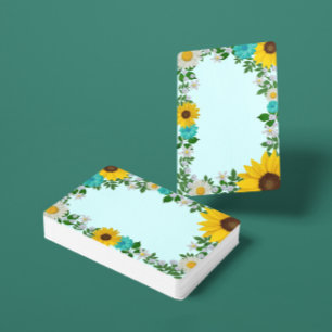 Rustikale Sonnenblume Daisy Aquamarin Floral Spielkarten
