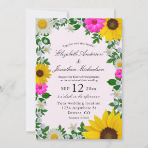 Rustikale Sonnenblume Daisy Floral Wedding Einladung
