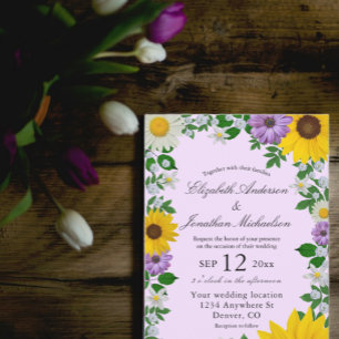 Rustikale Sonnenblume Daisy Floral Wedding Einladung