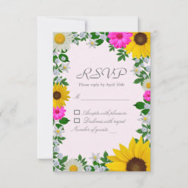 Rustikale Sonnenblume Daisy Floral Wedding RSVP Karte