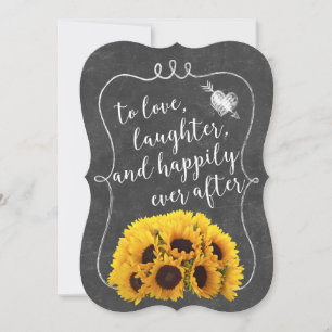 Rustikale Sonnenblume Elegantes Chalkboard Hochzei Einladung