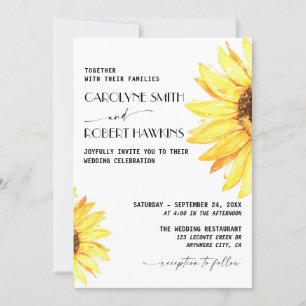 Rustikale Sonnenblume Elegantes Hochzeitwasser Einladung