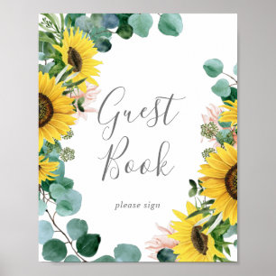 Rustikale Sonnenblume Eukalyptus Gästebuchsignatur Poster