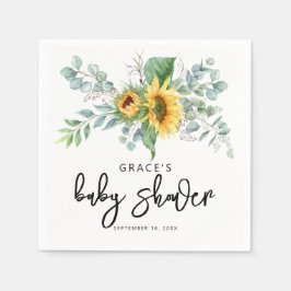 Rustikale Sonnenblume Eukalyptus Greenery Baby Dus Serviette