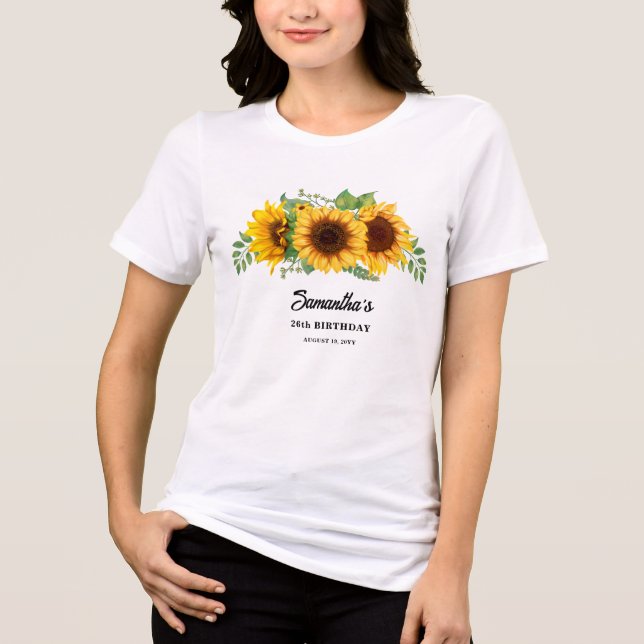 Rustikale Sonnenblume Geburtstag Tri-Blend Shirt (Vorderseite)