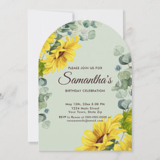 Rustikale Sonnenblume Geburtstagsparty Einladung