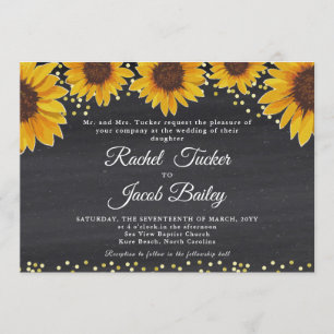 Rustikale Sonnenblume Gold & Chalk Einladung zur H
