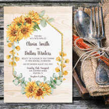 Rustikale Sonnenblume Gold Geometric Barnwood Wedd