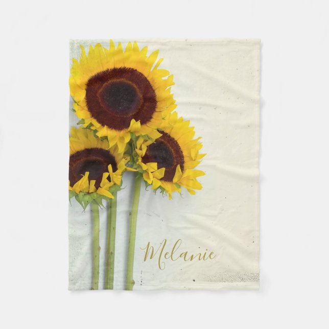 Rustikale Sonnenblume Gold Yellow Mustard Personal Fleecedecke (Vorderseite)