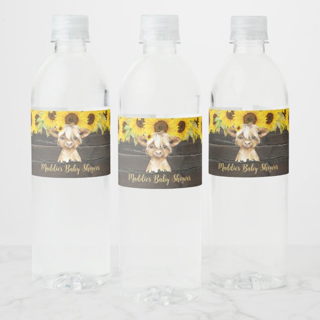 Rustikale Sonnenblume Hochland Kuh Baby Dusche (Flaschen)