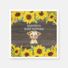 Rustikale Sonnenblume Hochland Kuh Baby Dusche Serviette