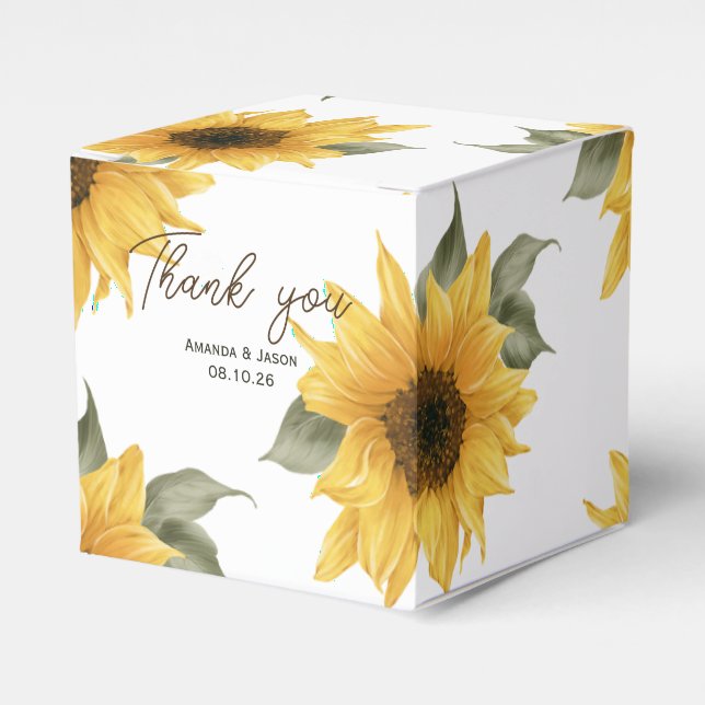 Rustikale Sonnenblume, Hochzeit im Herbst Geschenkschachtel (Vorderseite)