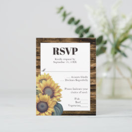 Rustikale Sonnenblume Hochzeit RSVP Karte