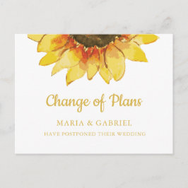 Rustikale Sonnenblume. Hochzeit verschieben Datum Einladungspostkarte